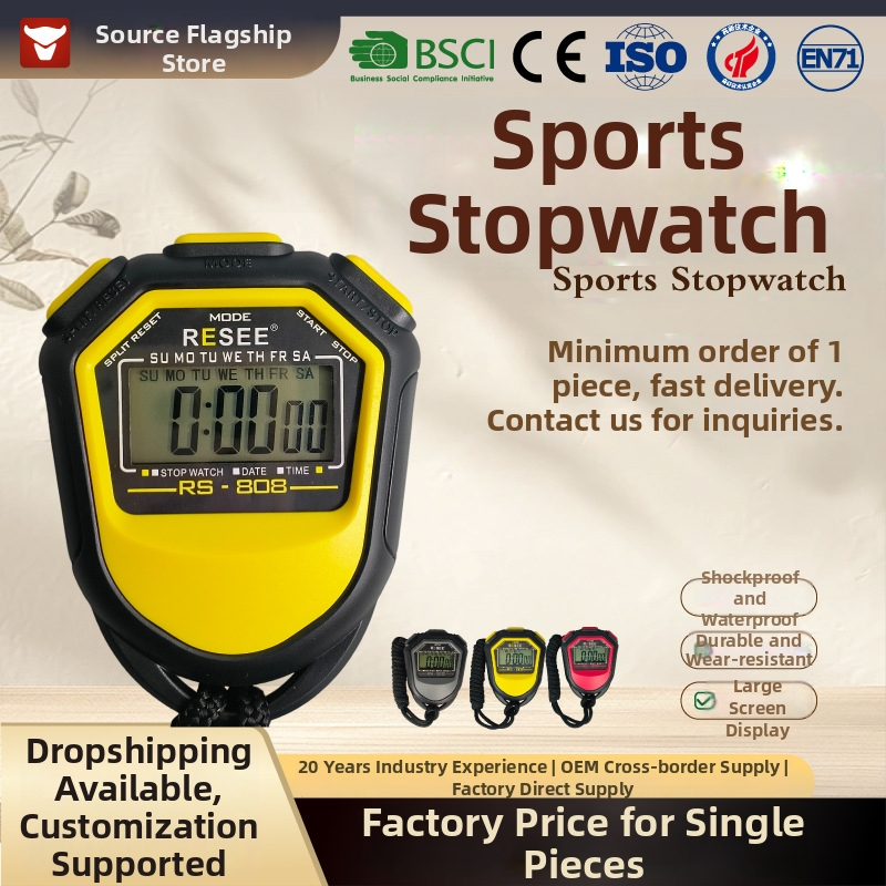 Elektronické športové stopky s ABS telom, protišmyková úprava, hmotnosť 27 g, model BF-808