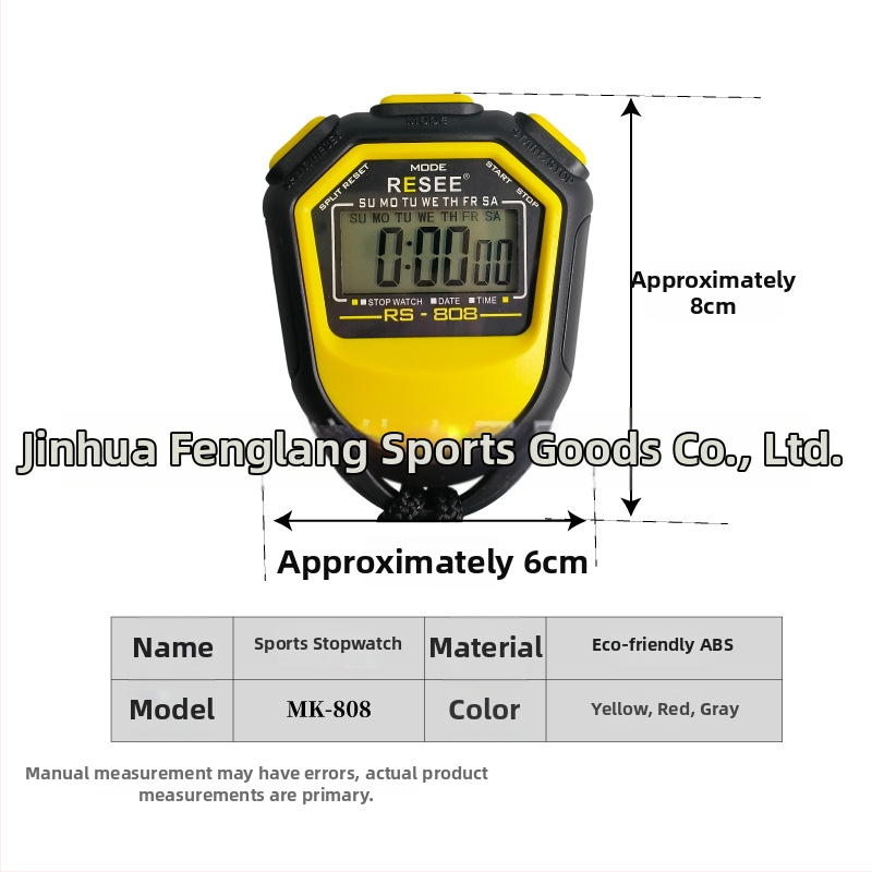 Elektronické športové stopky s ABS telom, protišmyková úprava, hmotnosť 27 g, model BF-808