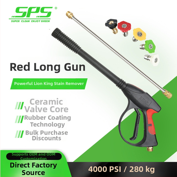 Vysokotlakový vodný pištoľ SPS Lion King, hlava z medi, rukoväť z gumy a technického plastu, rozsah prskania 10 m, tlak 280 bar / 4000 PSI, hmotnosť 0,91 kg