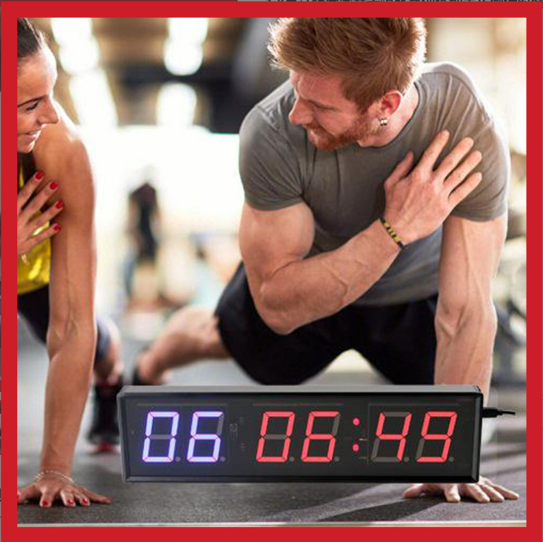 Ηλεκτρονικός χρονομετρητής/χρονόμετρος γυμναστηρίου — αλουμινένιο σώμα, LED αντίστροφη μέτρηση, λειτουργία παύσης, αντιολισθητική επιφάνεια, οθόνη σε μία γραμμή