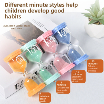 Makaronový tvar svetelných pieskových hodín, fúkané z borosilikátového skla, jednoduchý a moderný štýl, darček pre deti a študentov