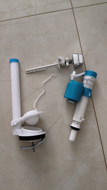 Kit de accesorii pentru rezervorul de toaletă cu ventil de umplere și supapă de evacuare — Material: PP/POM; Categorie: accesorii pentru rezervor; Utilizare: asamblare