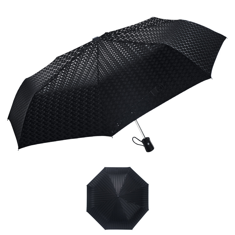 Umbrelă cu trei secțiuni, model lună, deschidere/închidere automată, cadru cu 8 spițe, mâner din plastic