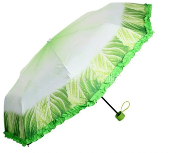 Umbrelă cu trei segmente, rame din aliaj, tijă din fier, 8 brațe, deschidere manuală, design creativ în stil varză