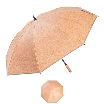 Umbrelă cu mâner lung, ax din aluminiu, 8 brațe, mâner din plută, cupolă din țesătură moale