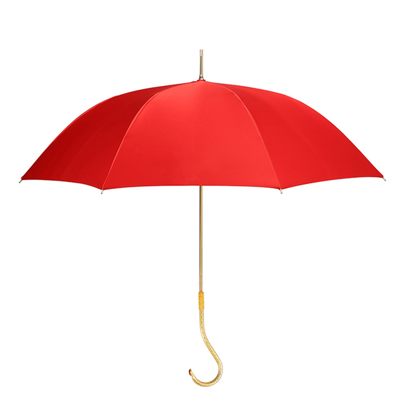 Umbrelă de mireasă cu mâner în formă de cârlig, design retro european; pânză satinată 210T; cadru și mâner din fibră; tijă centrală din aliaj; deschidere automată; imprimare logo disponibil