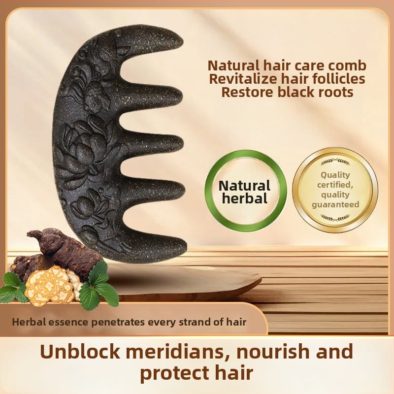 Fából készült gyógynövény fésű Polygonum multiflorum a fejbőr masszírozásához és a meridiánok stimulálásához – Hagyományos kínai orvoslás