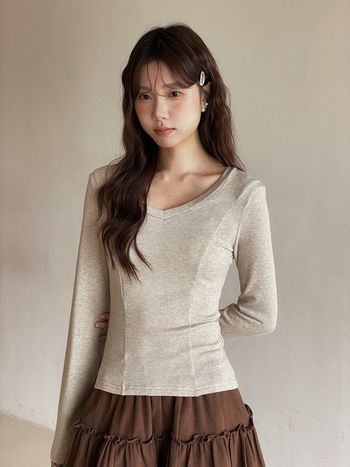 Női Tencel kötött alaprétegű felső, színblokkal, hosszú ujjú, magas gallér, 70-80% Lyocell