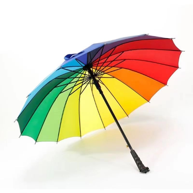 Kišobran s 14 rebara od fiberglasa, duga drška, ručno otvaranje i zatvaranje, tkanina otporna na udarce