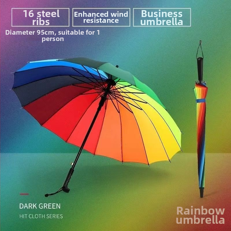 Kišobran s 14 rebara od fiberglasa, duga drška, ručno otvaranje i zatvaranje, tkanina otporna na udarce