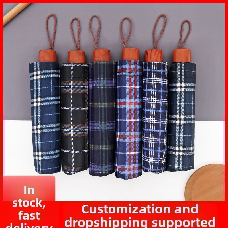 Poliesterski kišobran s trodijelnom konstrukcijom, 8 rebara, ručno otvaranje, ispis logotipa