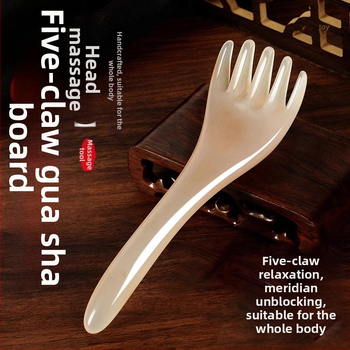 Masážny prístroj na hlavu s piatimi pazúrmi – bambusový materiál, tlačené logo