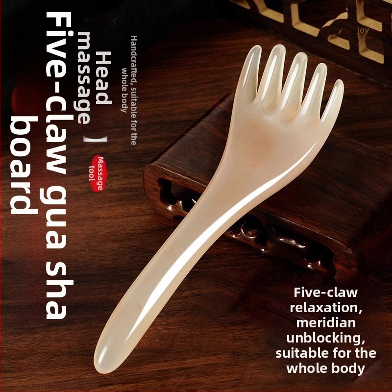 Masážny prístroj na hlavu s piatimi pazúrmi – bambusový materiál, tlačené logo