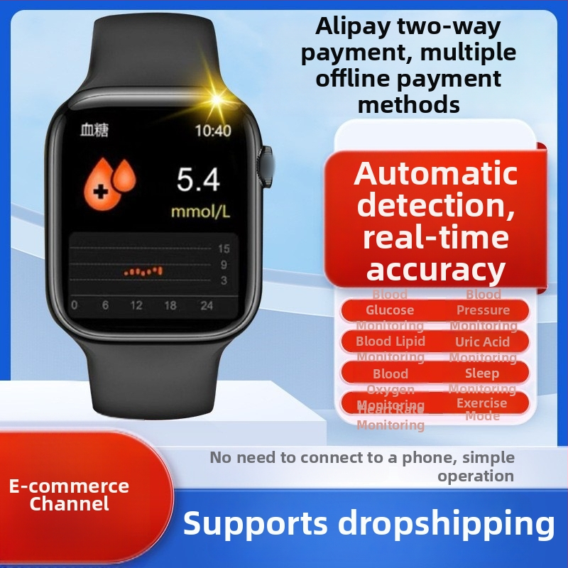 Smartwatch s monitorovaním hladiny cukru v krvi, krvného tlaku, kyseliny močovej a srdcovej frekvencie, s NFC platbami