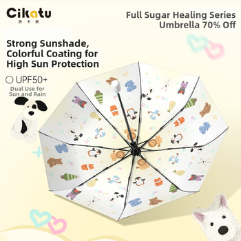 Kišobran s slatkim crtić dizajnom, 8 rebara, automatsko otvaranje i zatvaranje, UV zaštita UPF>50, aluminijska šipka, EVA ručka