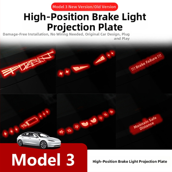 Tesla Model 3/Y високопозиционна спирачна светлина проекционна платка – декоративна лепенка за задни светлини, имитационен карбон, геометричен модел, монтаж с вакуумна щипка, персонализируема