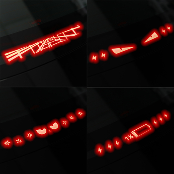 Tesla Model 3/Y високопозиционна спирачна светлина проекционна платка – декоративна лепенка за задни светлини, имитационен карбон, геометричен модел, монтаж с вакуумна щипка, персонализируема