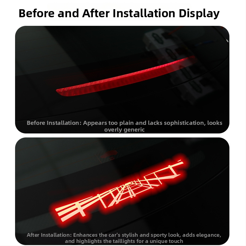 Tesla Model 3/Y високопозиционна спирачна светлина проекционна платка – декоративна лепенка за задни светлини, имитационен карбон, геометричен модел, монтаж с вакуумна щипка, персонализируема