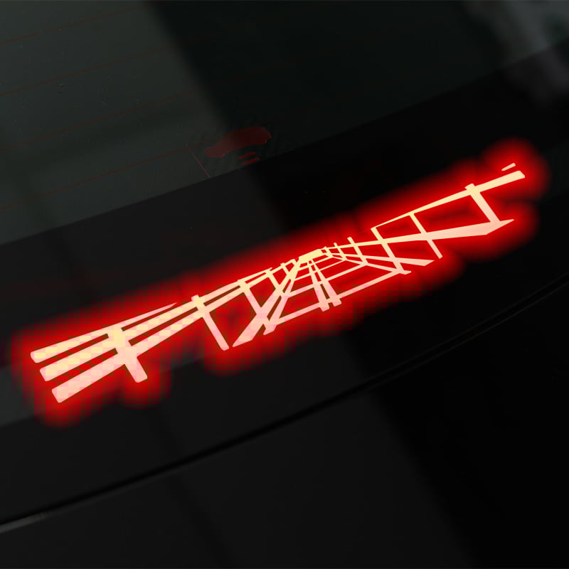 Tesla Model 3/Y високопозиционна спирачна светлина проекционна платка – декоративна лепенка за задни светлини, имитационен карбон, геометричен модел, монтаж с вакуумна щипка, персонализируема