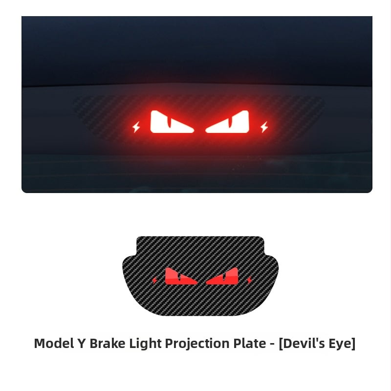 Tesla Model 3/Y високопозиционна спирачна светлина проекционна платка – декоративна лепенка за задни светлини, имитационен карбон, геометричен модел, монтаж с вакуумна щипка, персонализируема