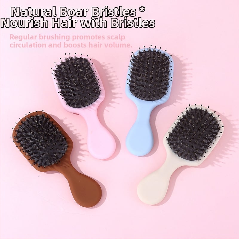 Mini kefka s vzduchovým vankúšom na masáž vlasov, mokré/suché použitie, ABS telo, štetiny z bravčových chlpov