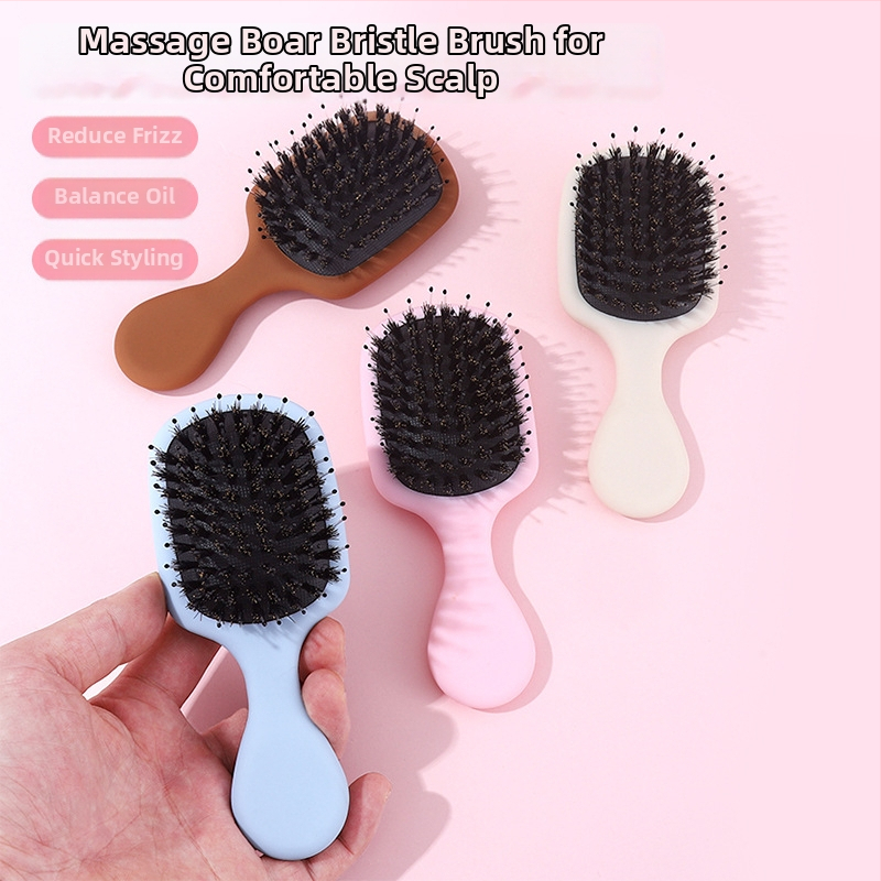 Mini kefka s vzduchovým vankúšom na masáž vlasov, mokré/suché použitie, ABS telo, štetiny z bravčových chlpov