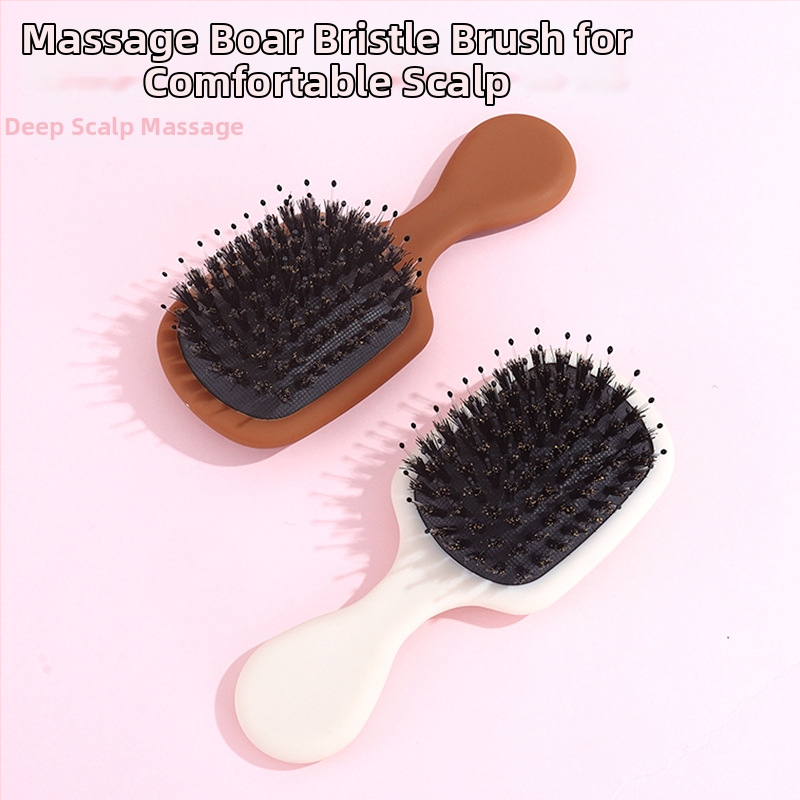 Mini kefka s vzduchovým vankúšom na masáž vlasov, mokré/suché použitie, ABS telo, štetiny z bravčových chlpov