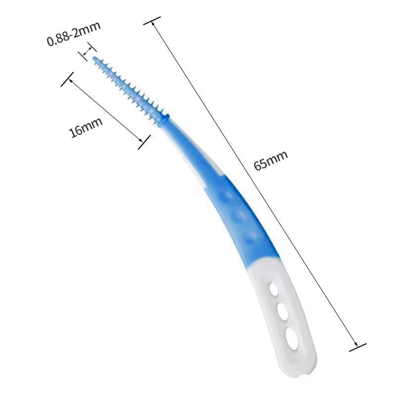 Σιλικονούχα βούρτσα διαδοντικών κενών, με απαλές τρίχες, ορθοδοντική οδοντόβουρτσα, μοντέλο Soft rubber interdental brush i, 60 τεμάχια