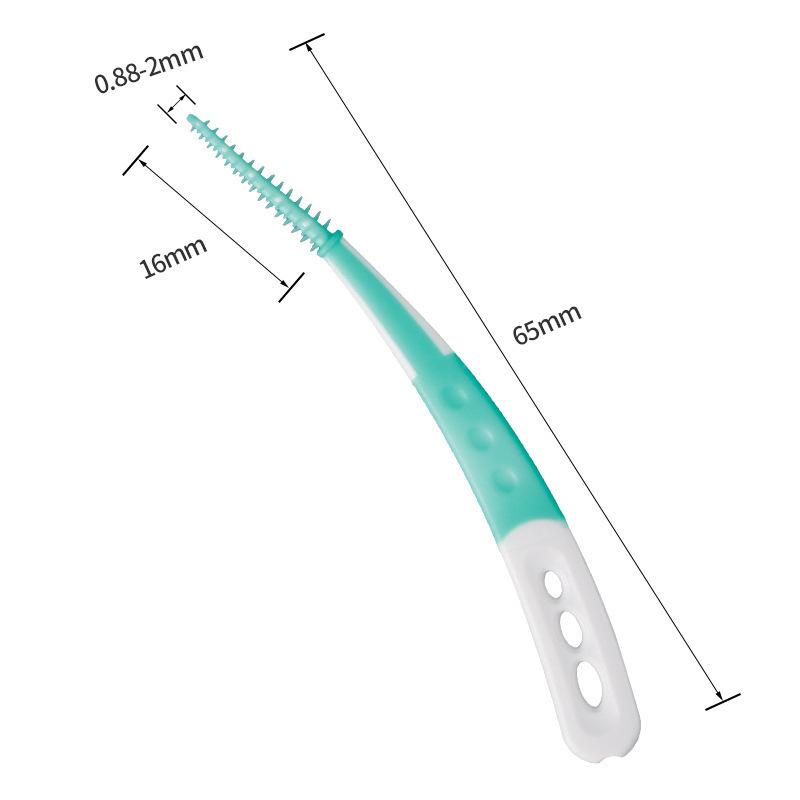 Σιλικονούχα βούρτσα διαδοντικών κενών, με απαλές τρίχες, ορθοδοντική οδοντόβουρτσα, μοντέλο Soft rubber interdental brush i, 60 τεμάχια