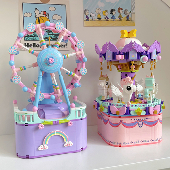 Építő blokkok zenemű dobozzal: ABS műanyag, 800+ darab, zenei funkció, 7–14 éveseknek, DIY