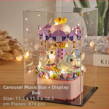 Építő blokkok zenemű dobozzal: ABS műanyag, 800+ darab, zenei funkció, 7–14 éveseknek, DIY