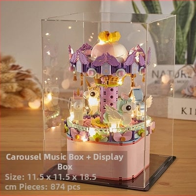 Építő blokkok zenemű dobozzal: ABS műanyag, 800+ darab, zenei funkció, 7–14 éveseknek, DIY