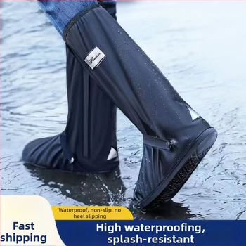 Dážďové návleky na topánky pre mužov a ženy, zosilnené, odolné voči opotrebeniu, PVC, vodeodolné, s vysokým lemom pre jazdu na bicykle vonku (možnosť potlače loga)