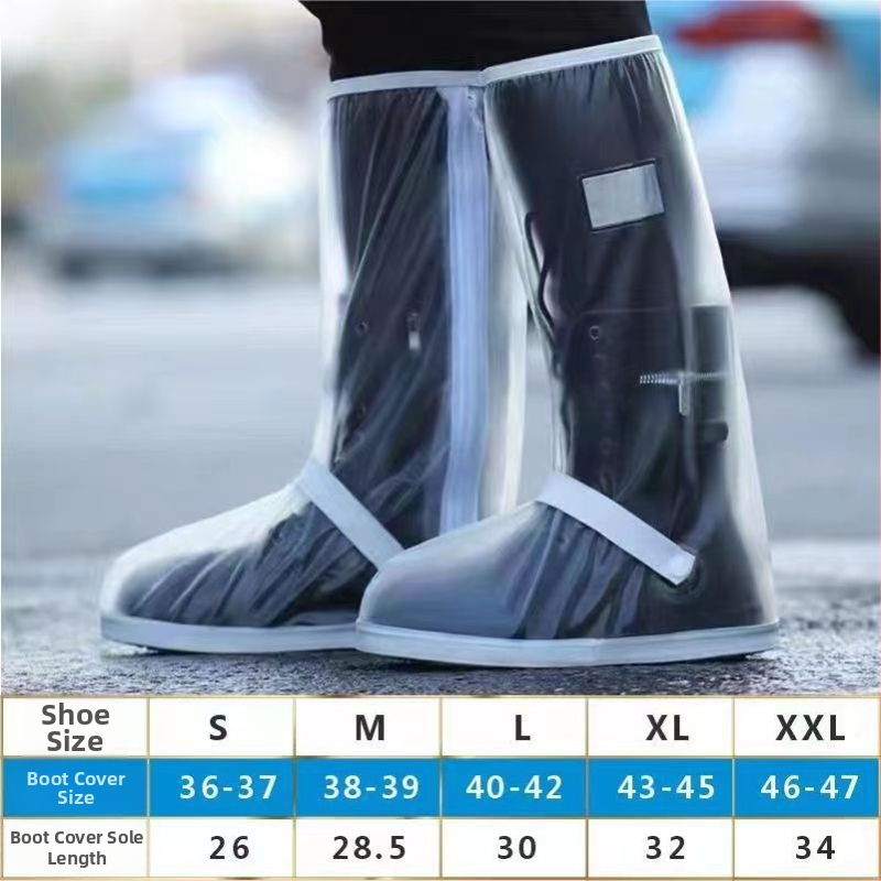 Dážďové návleky na topánky pre mužov a ženy, zosilnené, odolné voči opotrebeniu, PVC, vodeodolné, s vysokým lemom pre jazdu na bicykle vonku (možnosť potlače loga)