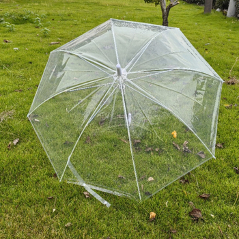 Kišobran za plesnu rekvizitu sa skeletom od vlaknastih rebara, prozirni omotač, zakrivljena kuka, automatsko otvaranje, duga drška