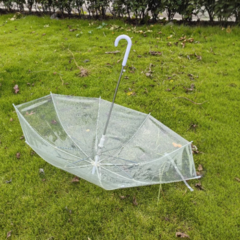 Kišobran za plesnu rekvizitu sa skeletom od vlaknastih rebara, prozirni omotač, zakrivljena kuka, automatsko otvaranje, duga drška