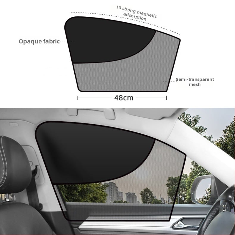 Κουρτίνα σκίασης αυτοκινήτου με διπλό πλευρικό πλέγμα, μαγνητική προσάρτηση, θερμομόνωση και προστασία από το φως για τα παράθυρα του αυτοκινήτου