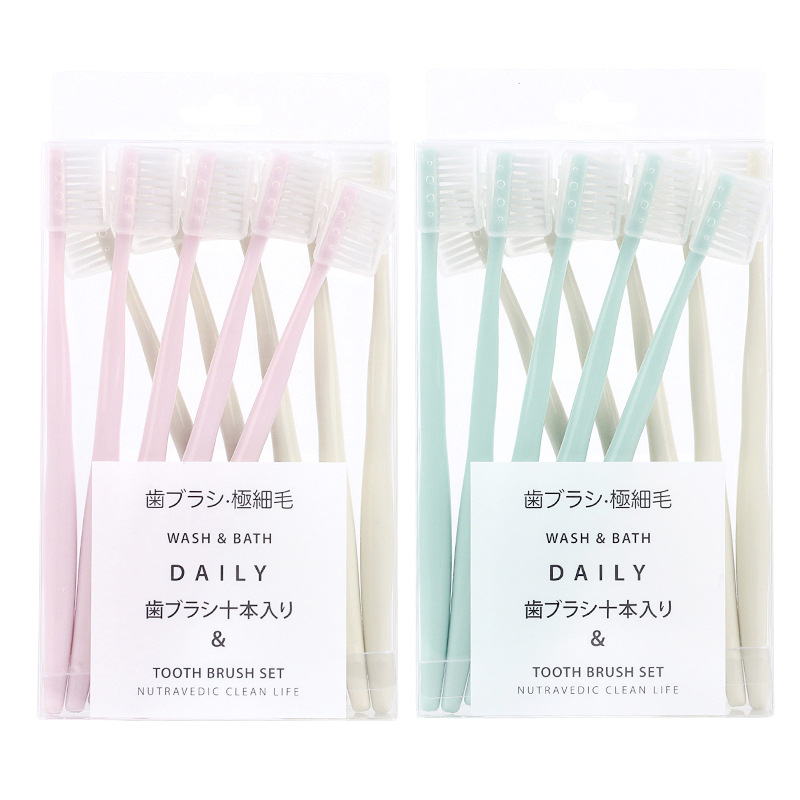 RAOYI R7666 10 τεμάχια χειροκίνητες οδοντόβουρτσες για ενήλικες με μαλακές τρίχες και προστατευτική θήκη