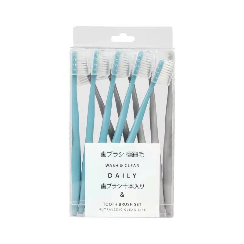 RAOYI R7666 10 τεμάχια χειροκίνητες οδοντόβουρτσες για ενήλικες με μαλακές τρίχες και προστατευτική θήκη