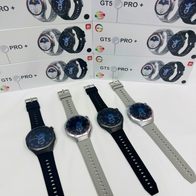 Smartwatch GT5 Pro+ cu monitorizarea ritmului cardiac, pedometru, apeluri Bluetooth, încărcare magnetică, rezistență la apă zilnică