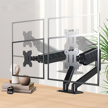 Držač monitora s robotskim ramenom – univerzalna prilagodba, stolna stezaljka, prilagodba u više kutova, aluminijska konstrukcija