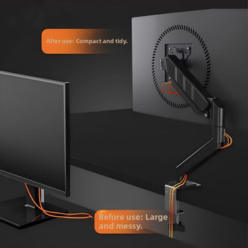 Držiak monitora s robotickým ramenom – univerzálne uchytenie, prichytenie na stôl, nastaviteľný v uhloch, hliníková konštrukcia
