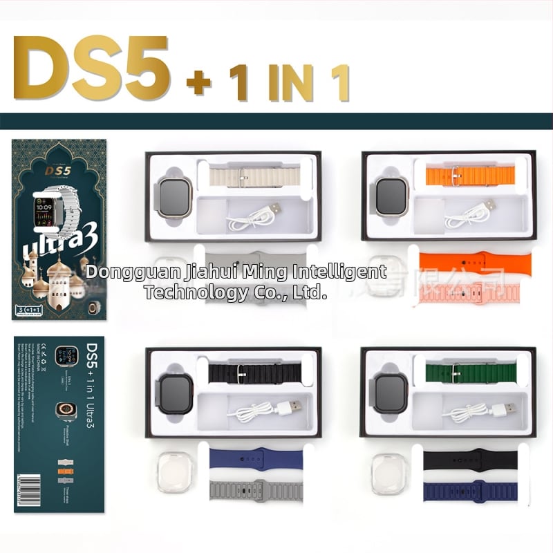 DS5 Ultra3 pametni sat s tri remena – Bluetooth pozivi, mjerenje otkucaja srca, brojanje koraka, pametni podsjetnici; kućište od titanijske legure, TFT zaslon, kompatibilan s iOS