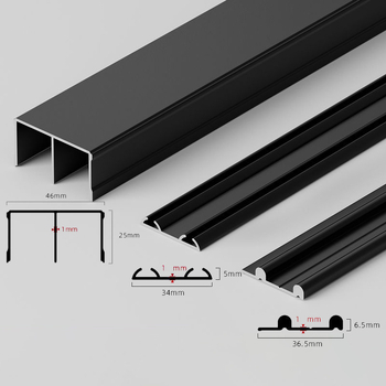 Aluminijska tračnica za klizna vrata ormara, tiši valjci, mali dvostruki tračnik (gornji i donji)