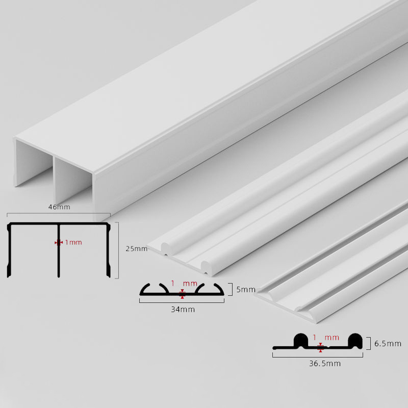 Aluminijska tračnica za klizna vrata ormara, tiši valjci, mali dvostruki tračnik (gornji i donji)
