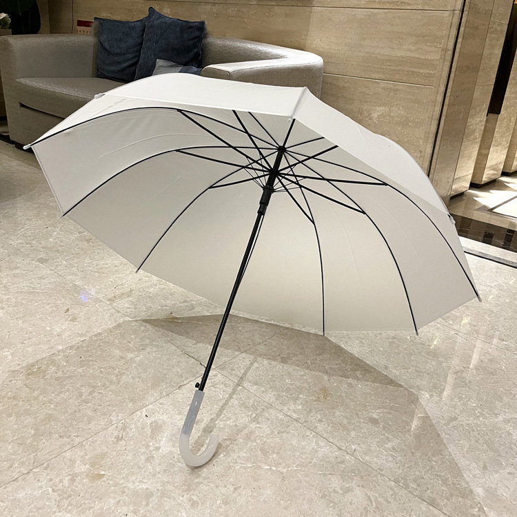 Átlátszó esernyő automatikus nyitással és hosszú nyéllel, 8 rostból álló váz, acél tengely, műanyag vászon