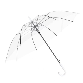 Proziran kišobran s 8 rebara, PVC platno, poluautomatsko otvaranje, duga drška, korejski stil, mogućnost tiskanja loga