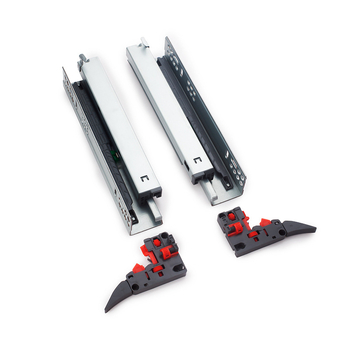 Vodič za ladicu s skrivenim troje-sekcijskim sinkronim bufferom, donja staza; Materijal: hladno valjani čelik; Površina: galvanizirana