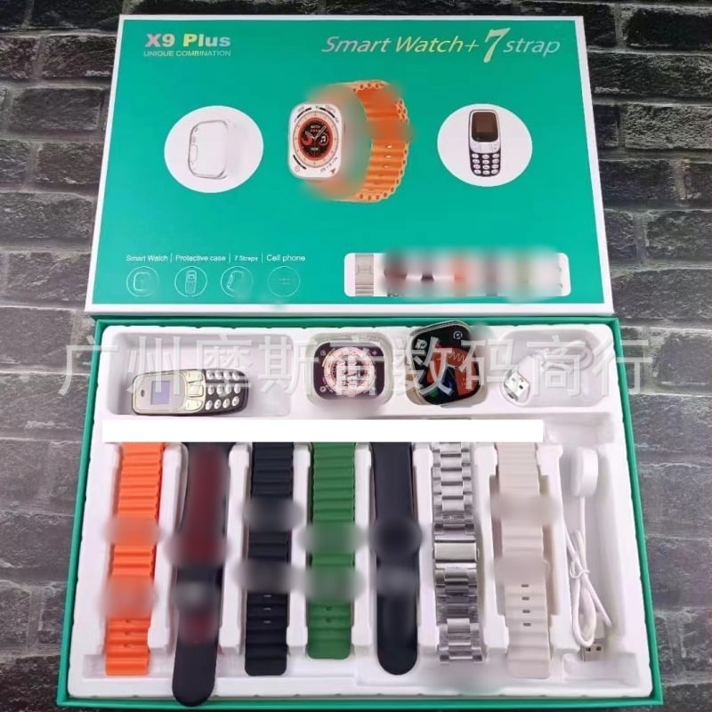X9 Plus pametni sat s mini telefonom i setom od 7 narukvica — Vodootporan, IPS zaslon, Aluminijsko kućište, Bluetooth pozivi, Praćenje otkucaja srca