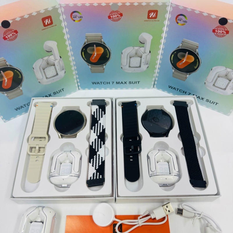 Watch7MaxSuit pametni sat Bluetooth slušalica 2-u-1 paket za pozive, glazbu i sport — Praćenje srčanog ritma, Praćenje sna, Dnevna vodootpornost, IPS zaslon, Bluetooth pozivi